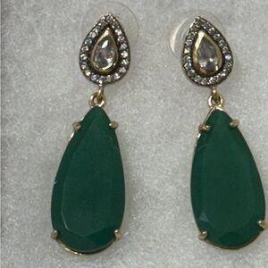 Stella & Dot Green and Gold Teardrop Earrings vintage earrings and very rare